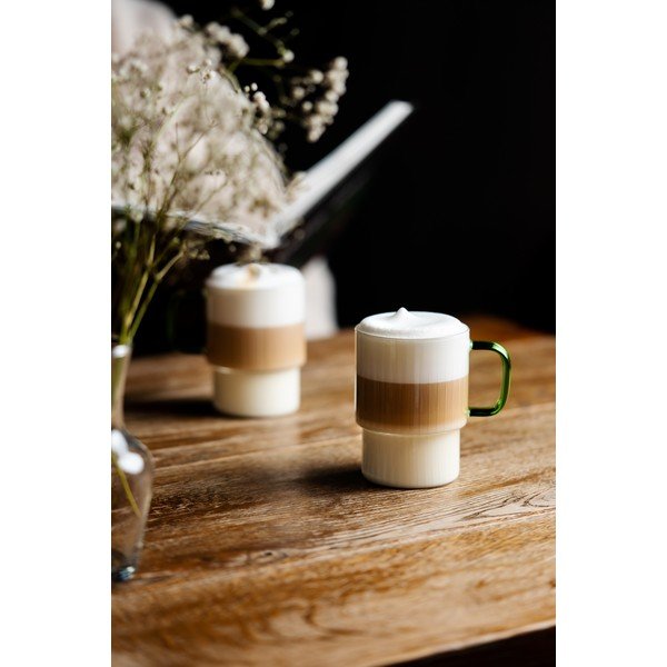 Zelene staklene šalice u setu 2 kom za cappuccino 350 ml Livio – Vialli Design-image-3