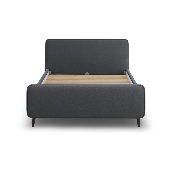 Tamno sivi tapecirani bračni krevet s podnicom 180x200 cm Kaia - Micadoni Home-image-2