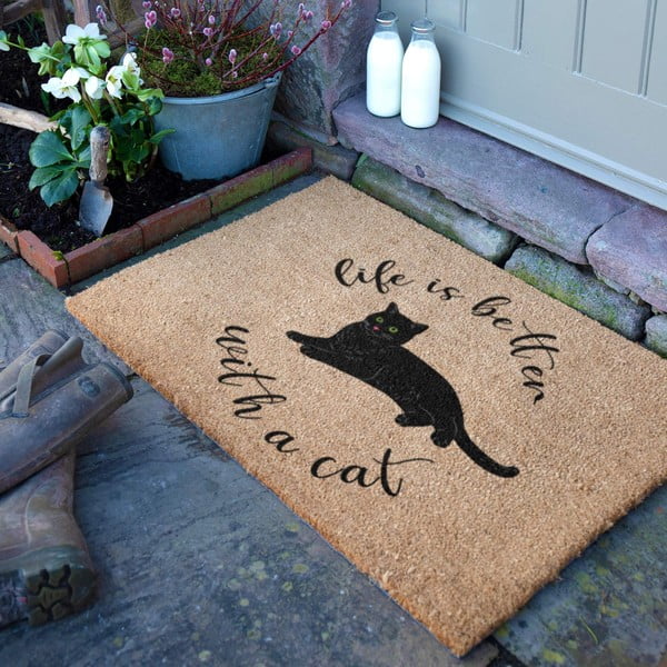 Otirač od kokosovih vlakana 40x60 cm Life Is Better With a Cat – Artsy Doormats-image-2
