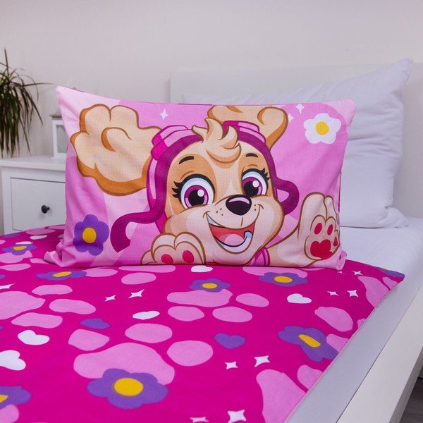 Ružičasta pamučna dječja posteljina za dječji krevetić 100x135 cm Paw Patrol "Pawsome friendships grow" – Jerry Fabrics-image-3