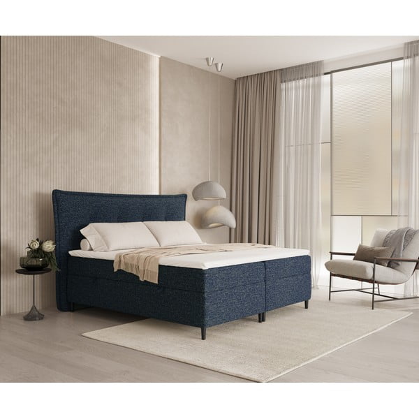 Tamno plavi boxspring krevet s prostorom za pohranu 160x200 cm Sinai – Maison de Rêve-image-1
