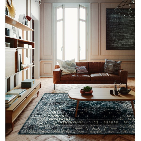 Petrolej zeleni vuneni tepih 133x180 cm Eve – Agnella-image-1