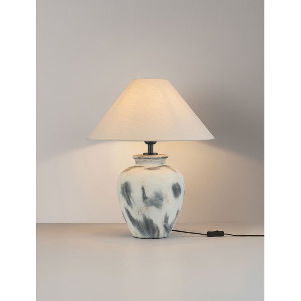 Bijela/siva stolna lampa keramička s tekstilnim sjenilom (visina 55 cm) Lupe – Nova Luce-image-3