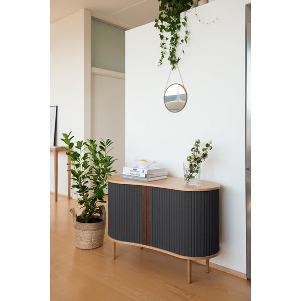 Smeđa/svjetlo smeđa niska komoda u dekoru hrasta s kliznim vratima 100x67 cm Audacious – UMAGE-image-4