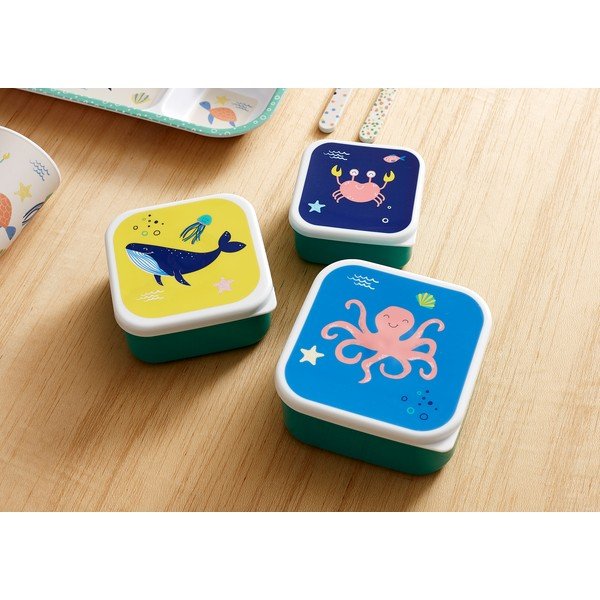 Zelene plastične dječje kutije za ručak u setu 3 kom Ocean – Ladelle-image-1
