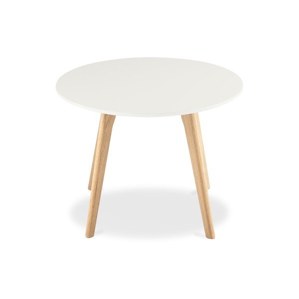 Bijela stolić za kavu sa nogama od hrastovog drveta Furnhouse Lifea, ø 60 cm-image-1