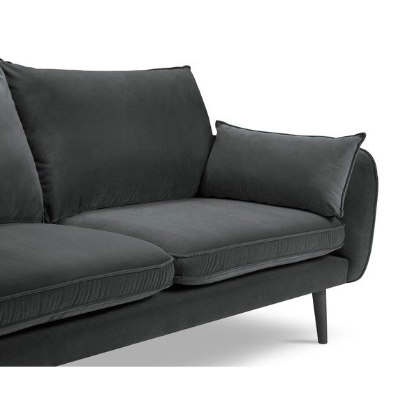 Tamnosiva baršunasta sofa s crnim nogama Kooko Home Lento, 198 cm-image-1