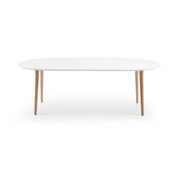 Bijeli proširiv blagovaonski stol s bijelom pločom stola 90x140 cm Oqui – Kave Home-image-4