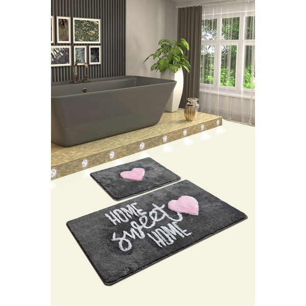 Set od 2 sive pravokutne kupaonske prostirke Foutastic Home-image-1