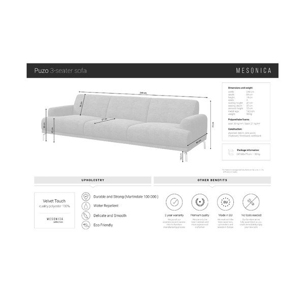 Tamnosiva sofa od baršuna MESONICA Puzo, 240 cm-image-4
