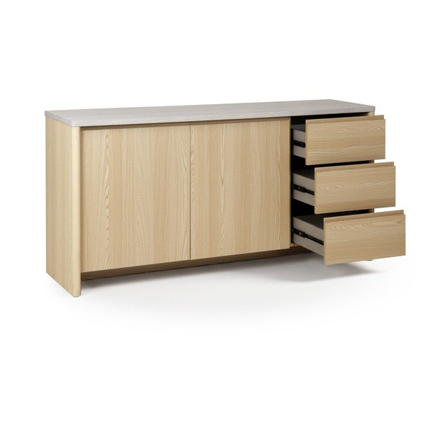 Bijela/u svijetloj prirodnoj boji komoda u dekoru hrasta 163x80x45 cm Dore – Marckeric-image-4