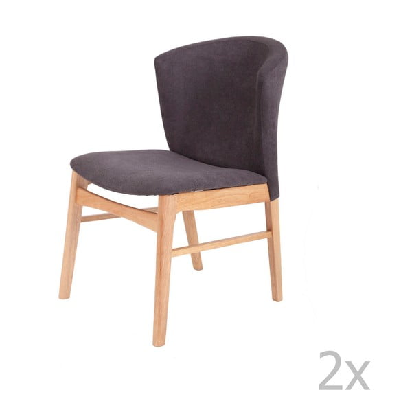 Set od 2 tamnosive stolice za blagovanje sa svjetlosmeđom drvenom podlogom od gume sømcasa Mara