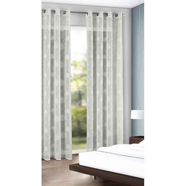 Bijela prozirna zavjesa 135x245 cm Circles – Sehlbach-image-1