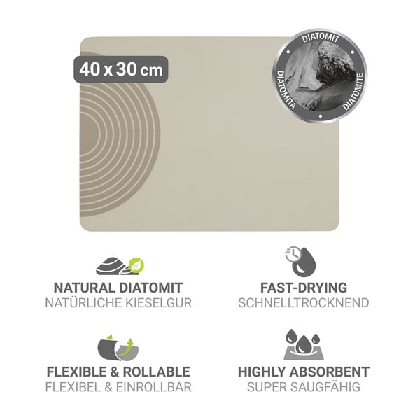 Bež gumena podloga za ocjeđivanje posuđa 40x30 cm Dima – Wenko-image-3