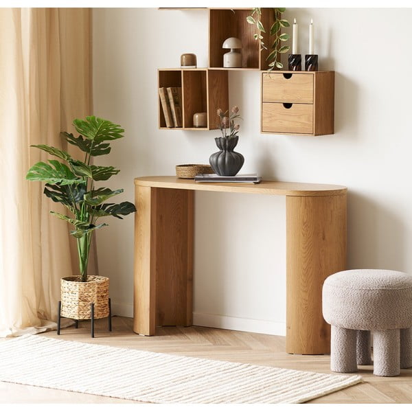 Pomoćni stol u dekoru hrasta u prirodnoj boji 38x114 cm Bibione – House Nordic-image-1
