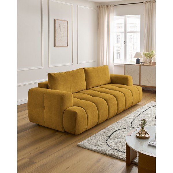 Senf žuta sklopiva/s prostorom za odlaganje sofa 251 cm Fuji – Bobochic Paris-image-1