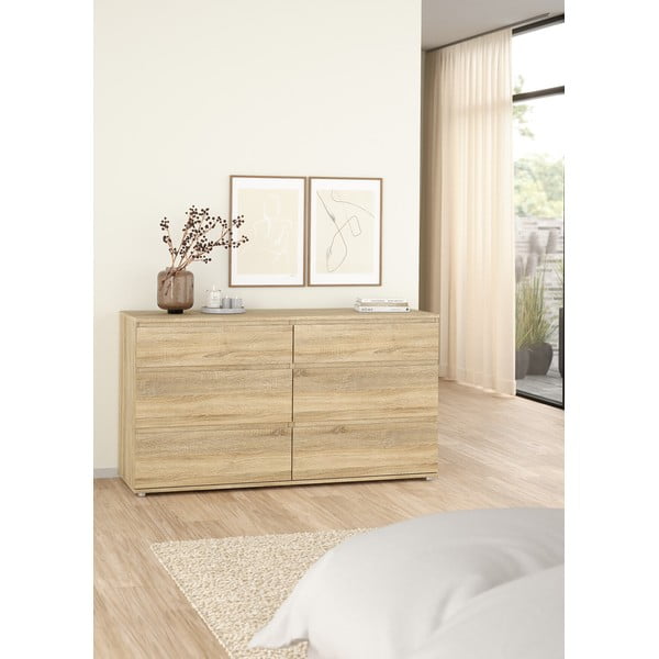 Niska komoda u dekoru hrasta u prirodnoj boji 153x84 cm Nova – Tvilum-image-1