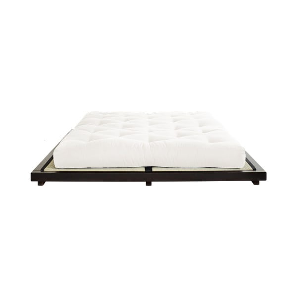 Bračni krevet od borovine s madracem i tatami Karup Design Dock Double Latex Black / Natural, 160 x 200 cm