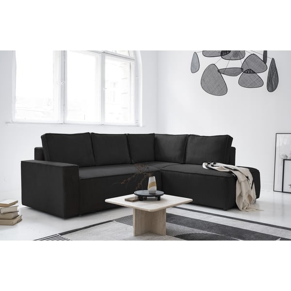 Antracitno siva sklopiva kutna garnitura od samta (s desnim kutom) Brave Dave – Miuform-image-3