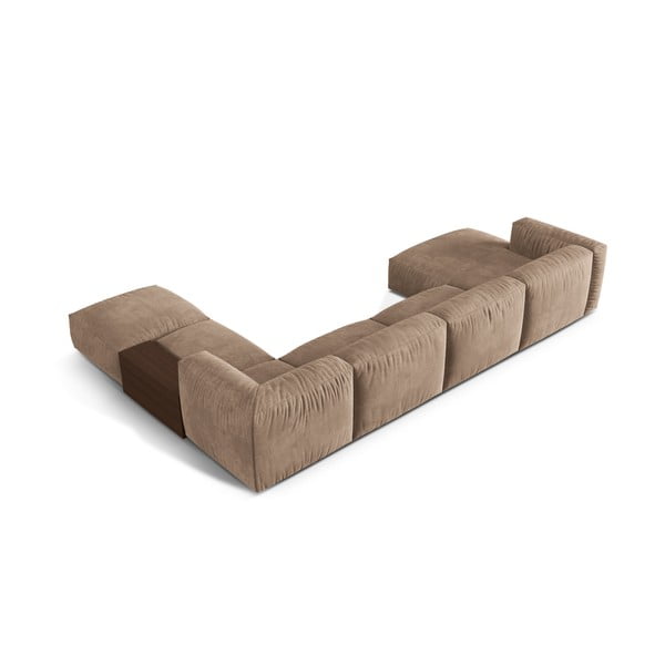 Svjetlo smeđa baršunasti kutna garnitura (s desnim kutom/u obliku slova "U") Martina – Micadoni -image-2