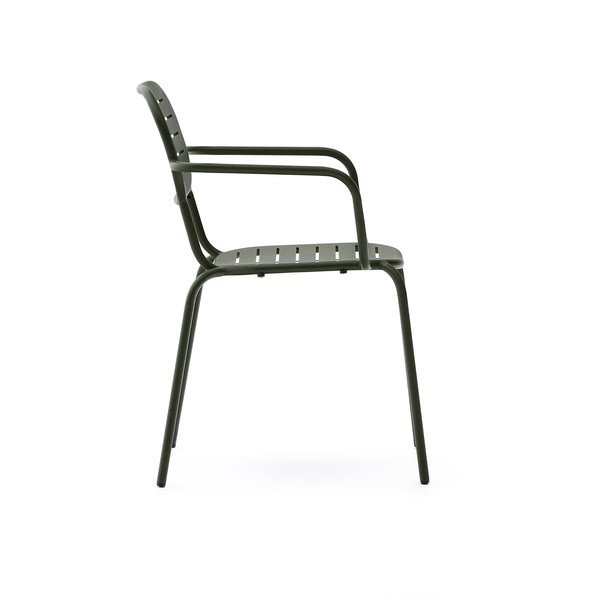 Tamno zelena metalna vrtna stolica Brai – Kave Home-image-3