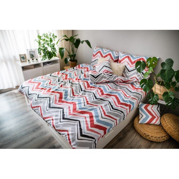 Plava/siva 3-dijelna posteljina za krevet za jednu osobu od pamučnog satena 140x200 cm Marina – JAHU collections-image-3