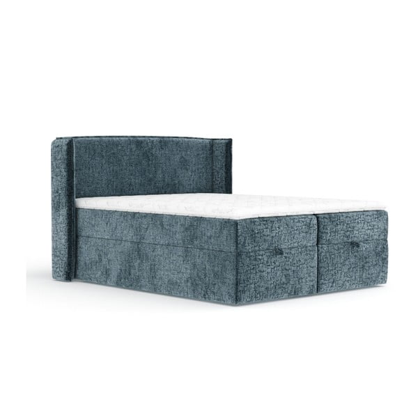 Plavi boxspring krevet s prostorom za pohranu 160x200 cm Passion – Maison de Rêve