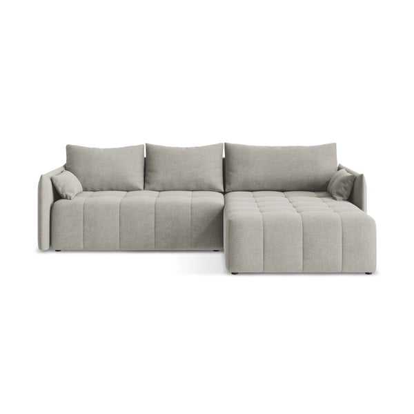 Svijetlo siva sklopiva/s prostorom za odlaganje kutna garnitura (s desnim kutom/s ležaljkom) Moku – Makamii