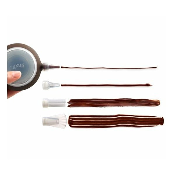 Smeđi špric za krašavanje torti sa 4 nastavka Lékué Decomax-image-1