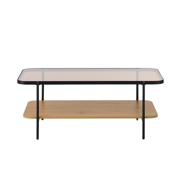 Stolić za kavu sa staklenom pločom stola u prirodnoj boji 60x120 cm Hassel – Unique Furniture-image-2
