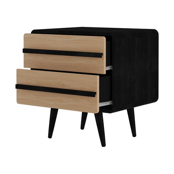 Crni/u prirodnoj boji noćni ormarić Chantal – Støraa-image-2