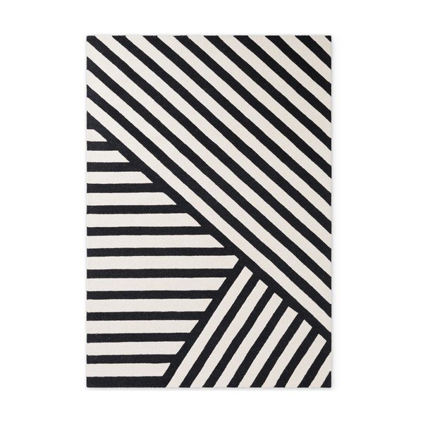 Crno-bijeli ručno rađen vunen tepih 200x290 cm Stryve Noir – Elle Decoration