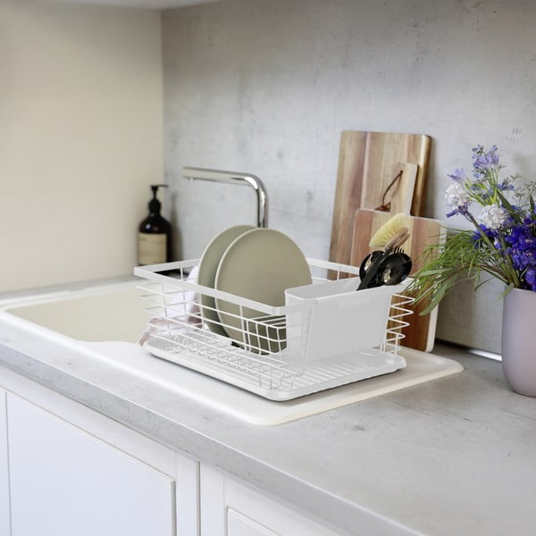 Bijeli metalni ocjeđivač za posuđe 36x30 cm Drip – Wenko-image-1