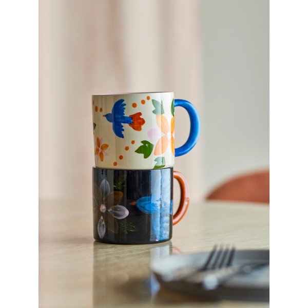 Crne/bež keramičke šalice u setu 2 kom 300 ml Maricala – Bloomingville-image-1