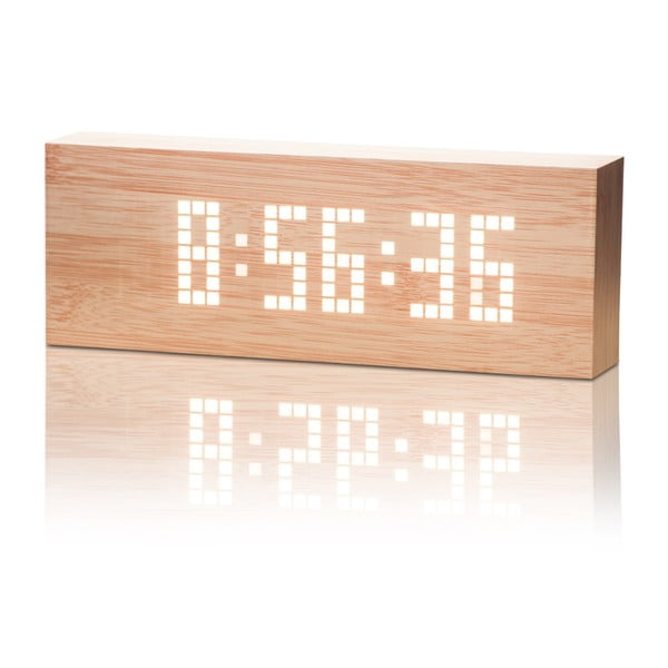 Svijetlosmeđa budilica s bijelim LED zaslonom Gingko Message Click Clock