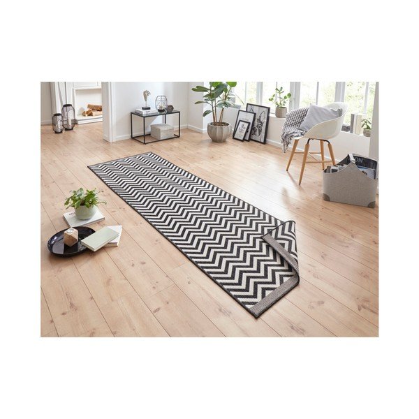 Crno-krem obostrani vrlo izdržljiv gazište Bougari Twin Supreme Mismo, 80 x 350 cm-image-1