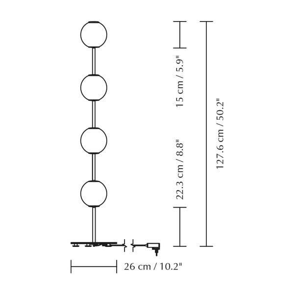 Mjedena LED stojeća svjetiljka s mogućnosti zatamnjivanja sa staklenim sjenilom (visina 128 cm) Audrey Floor – UMAGE-image-4