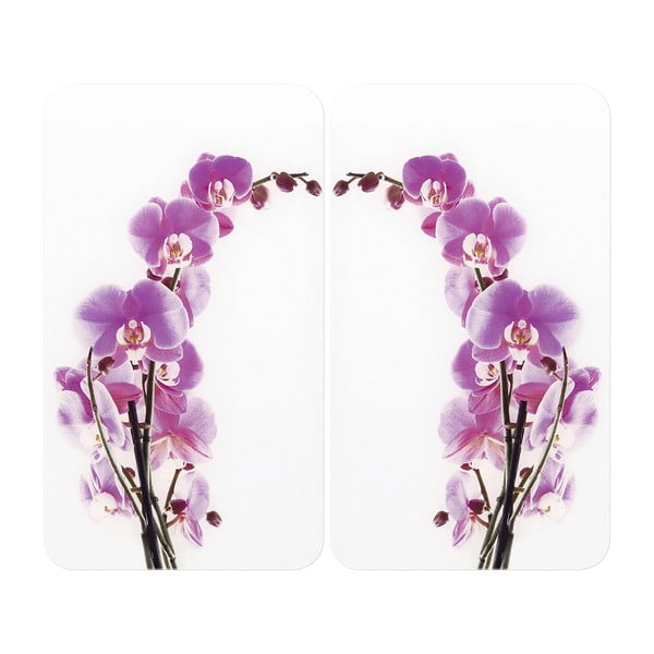 Set 2 staklena poklopca za štednjak Wenko Orchid, 52 x 30 cm