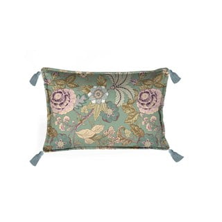 Zeleni jastuk Velvet Atelier Japanese Flowers, 50 x 35 cm