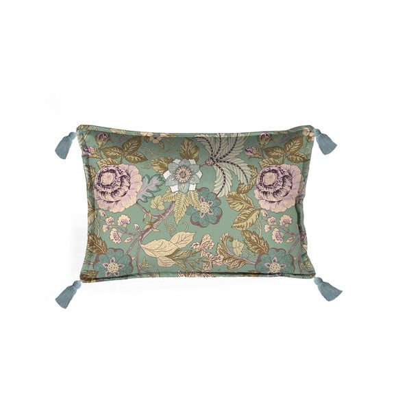 Zeleni jastuk Velvet Atelier Japanese Flowers, 50 x 35 cm