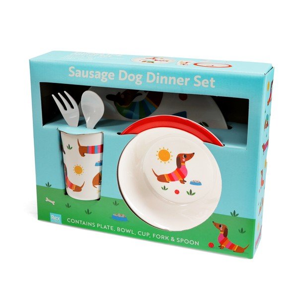 Dječji set posuđa 5 kom Sunny Sausage Dog – Rex London-image-2