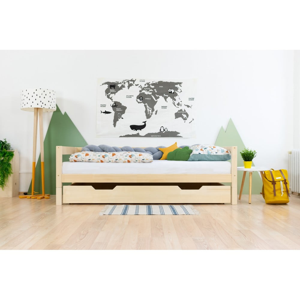 Drvena ladica ispod kreveta s podnicom i punim dnom Benlemi Buddy, 120 x 200 cm