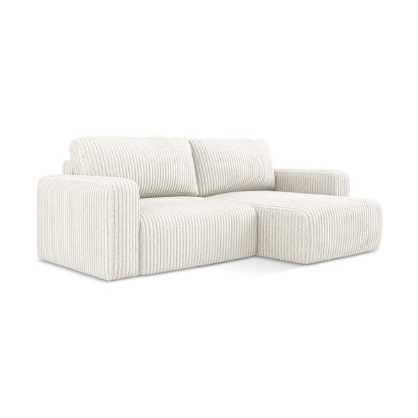 Krem sklopiva/s prostorom za odlaganje kutna garnitura od samta (s desnim kutom/s ležaljkom) Kona – Makamii-image-2