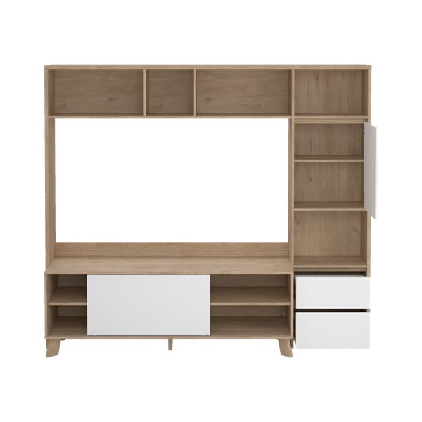 Bijeli/u prirodnoj boji TV set u dekoru hrasta 209x183x48 cm Next – Tvilum-image-4