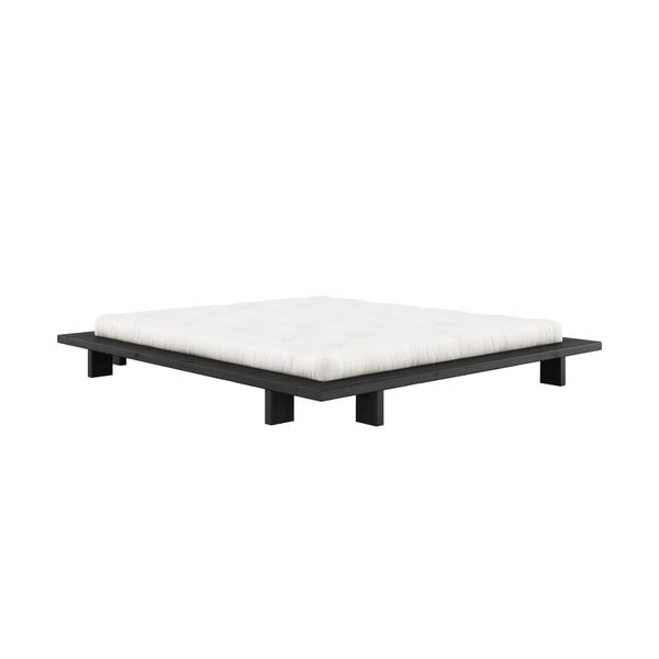 Crni bračni krevet od borovine s letvicom 180x200 cm Japan - Karup Design-image-3