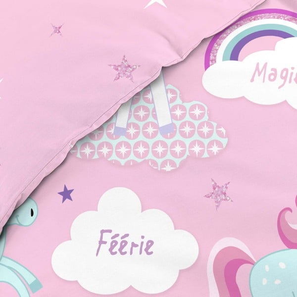 Ružičasta pamučna dječja posteljina za krevet za jednu osobu 140x200 cm Licorne – douceur d'intérieur-image-3