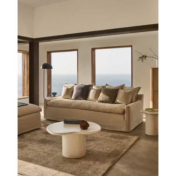 Bež lanena sofa 230 cm Zenira – Kave Home-image-1