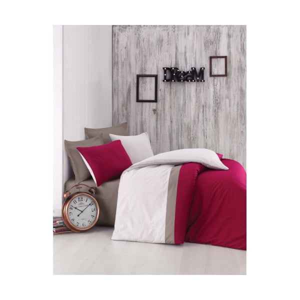 Pamučna posteljina za bračni krevet sa plain sport plahtom, 200 x 220 cm