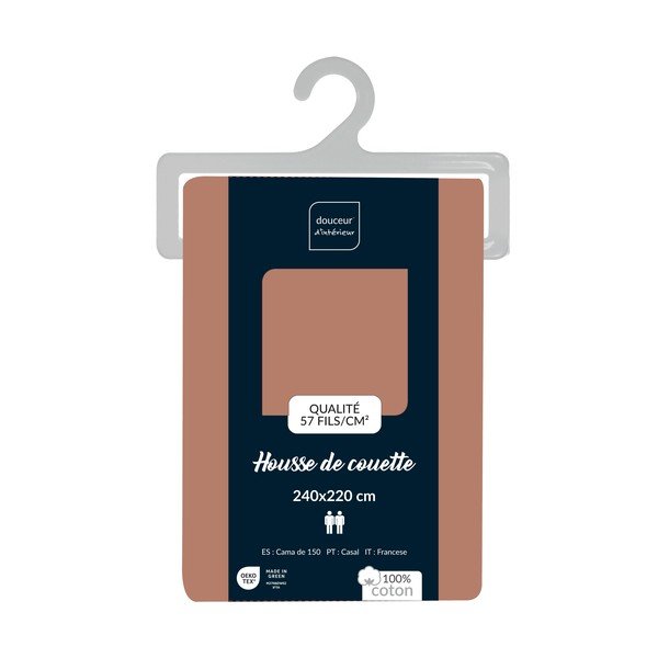 Pamučna navlaka za poplun za bračni krevet/za produženi krevet u boji lososa 240x220 cm Lina – douceur d'intérieur-image-2