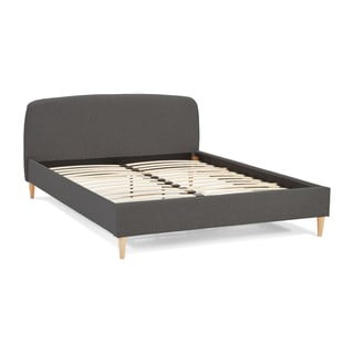 Sivi tapecirani bračni krevet s podnicom 160x200 cm Drome - Kokoon